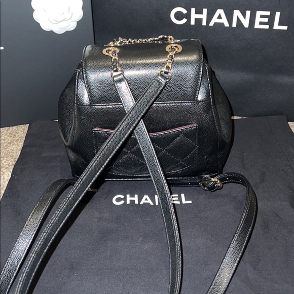 2022 Chanel Small Graine Quilted Business Affinity Backpack Black Light Gold CC - Picture 9 of 17